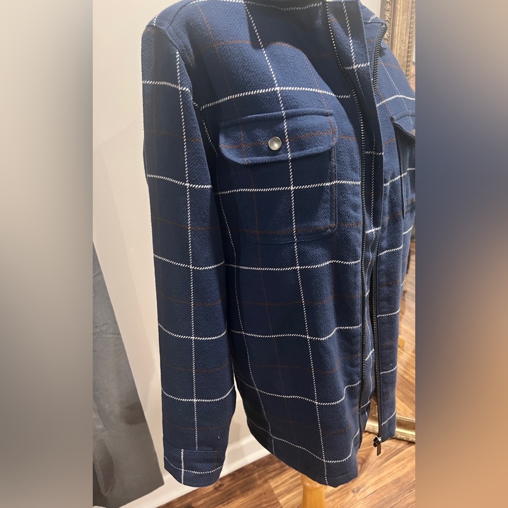 William Rast Navy Plaid Shirt Jacket